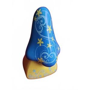 Colorful Sunglasses or Eyeglass Stand Holder Turquoise and Yellow Nose Figurine